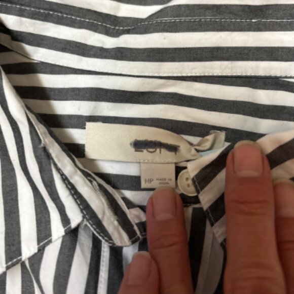 ANN TAYLOR LOFT BELTED PETITE POCKET SHIRTDRESS STRIPED NWOT $100 M P - Picture 7 of 7